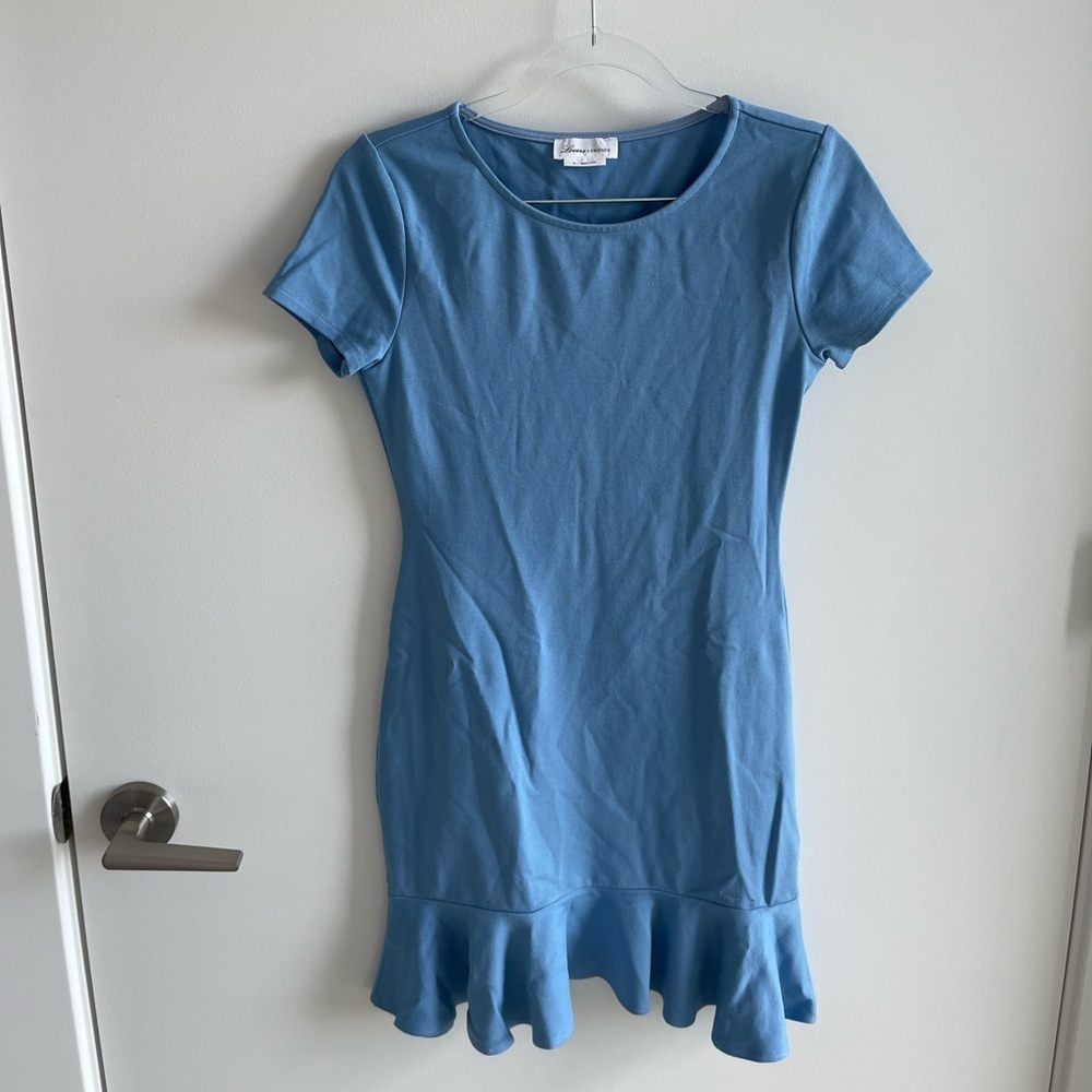 Lovers + Friends Blue Ruffle Hem Dress